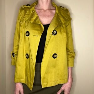 Elegant Double-Breasted Mustard Pea Coat